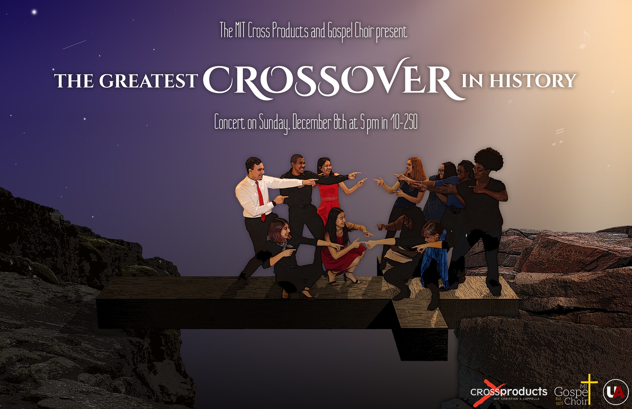 The MIT Cross Products and Gospel Choir present The Greatest Crossover In History concert on Sunday, December 8th at 5 p.m. in 10-250.